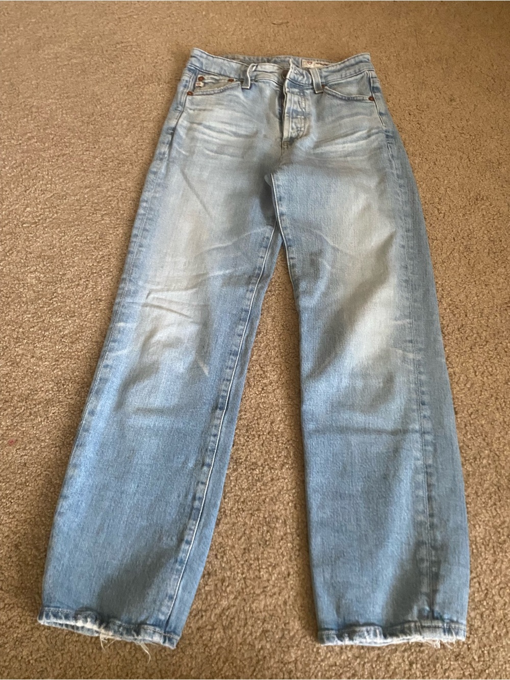 AG Jeans Alexxis Crop High Rise Straight Leg 23 Year Charmer Distressed 25R
